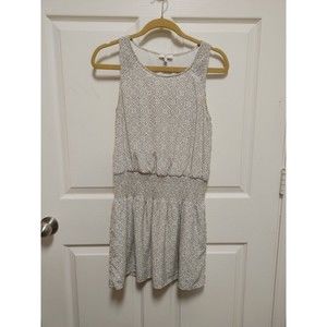 Joie Women's XSmall "Lawska" Mini Dress 100% Silk Shirred Sleeveless Cream Black